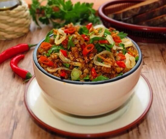 Gachas de trigo sarraceno con verduras